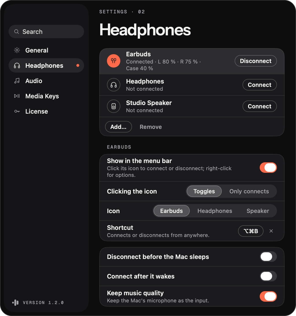 SoundPost headphone settings