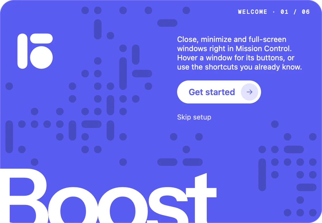 Mission Boost welcome screen