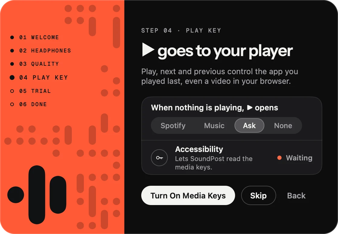 SoundPost setup: send the play key to your player
