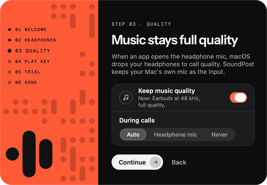 SoundPost setup: keep music at full quality